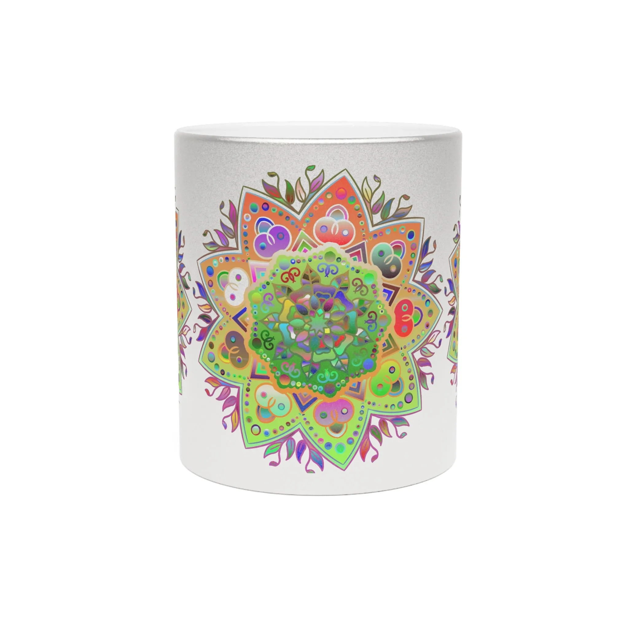 Handdrawn Mandala Design Metallic Mug - Silver/Gold