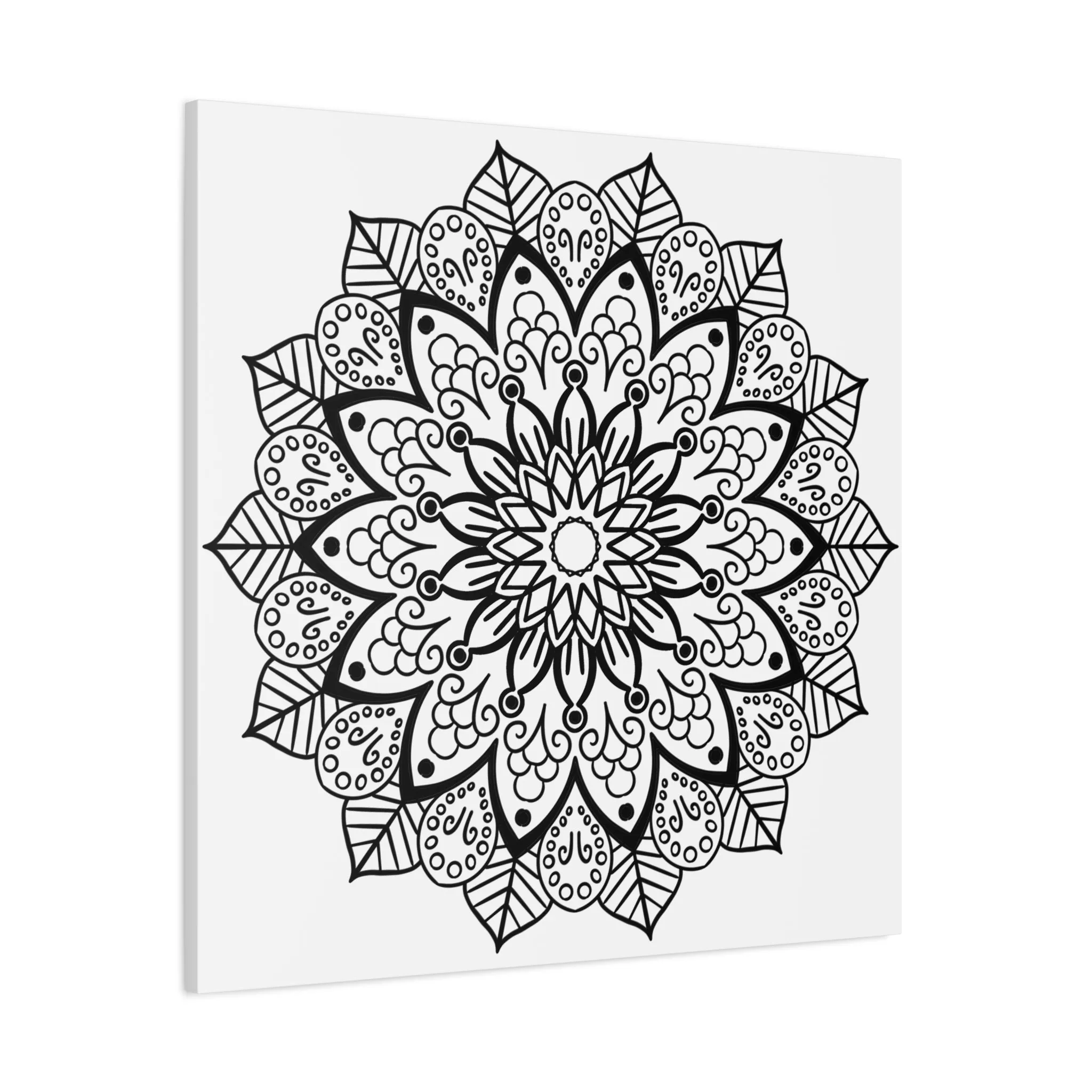 Handmade Mandala Art - Black & White - Matte Canvas, Stretched, 1.25