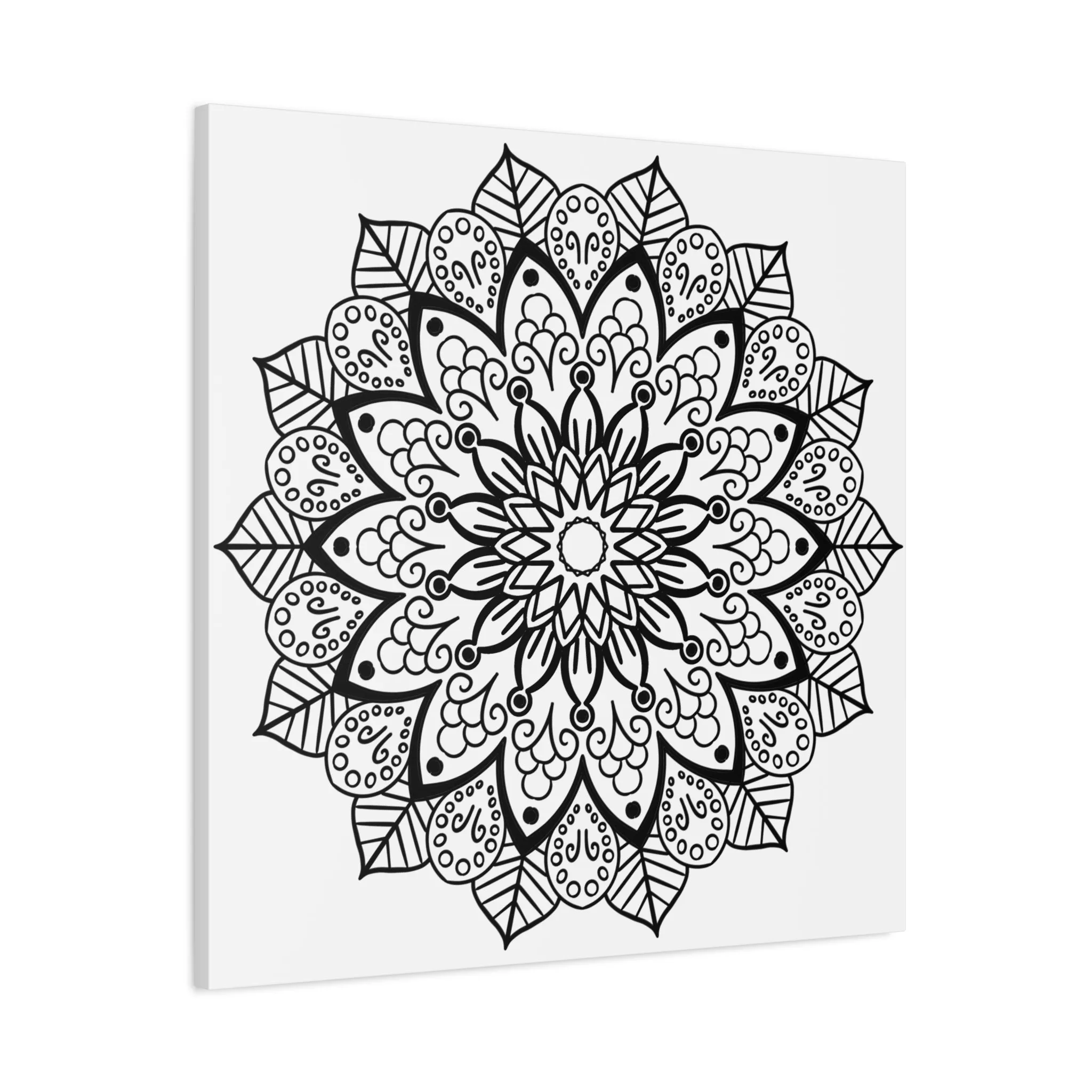 Handmade Mandala Art - Black & White - Matte Canvas, Stretched, 1.25