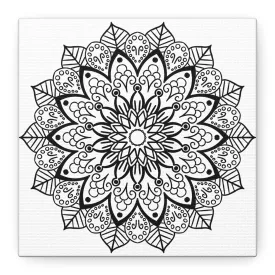 Handmade Mandala Art - Black & White - Matte Canvas, Stretched, 1.25