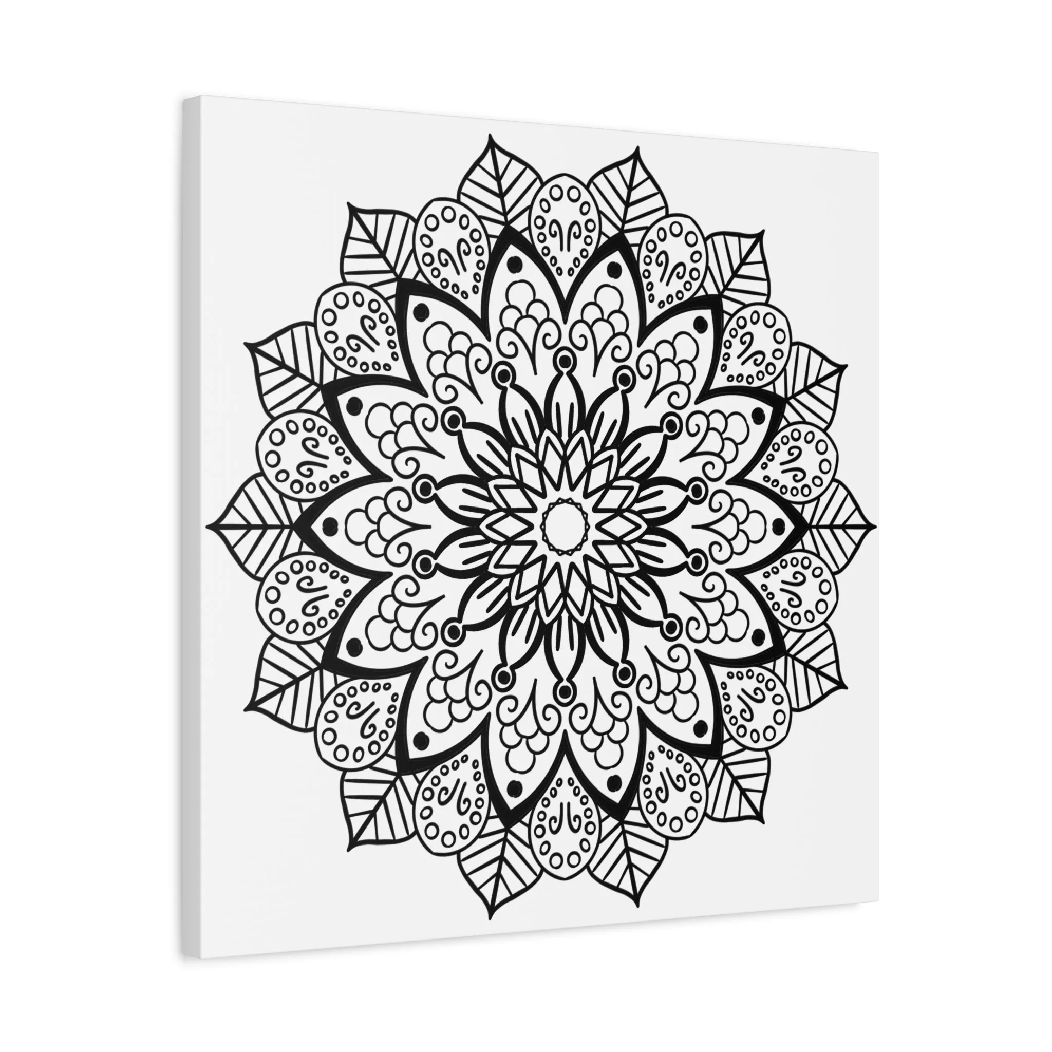 Handmade Mandala Art - Black & White - Matte Canvas, Stretched, 1.25