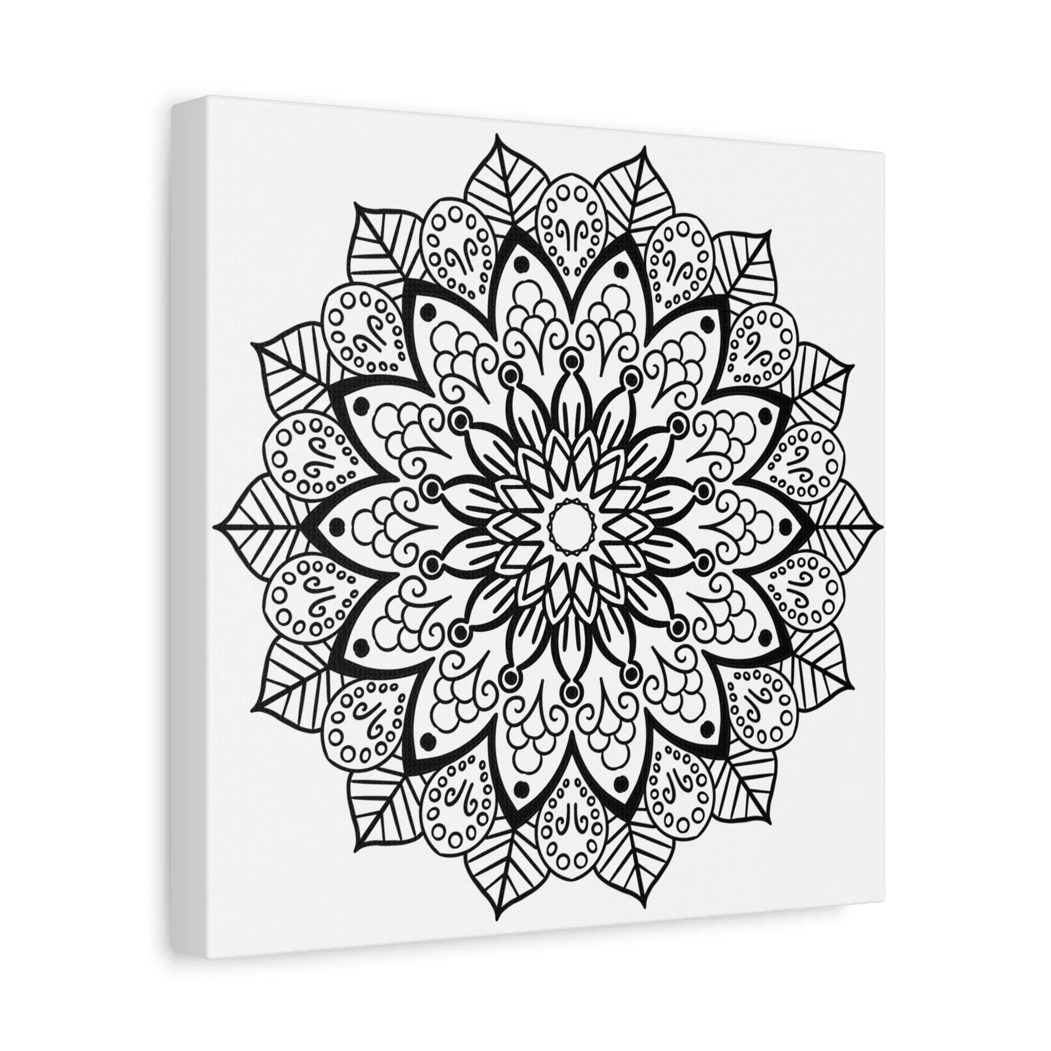 Handmade Mandala Art - Black & White - Matte Canvas, Stretched, 1.25