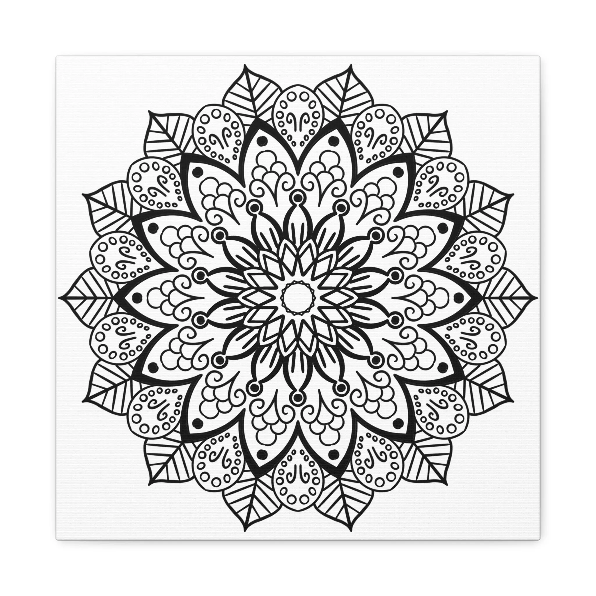 Handmade Mandala Art - Black & White - Matte Canvas, Stretched, 1.25