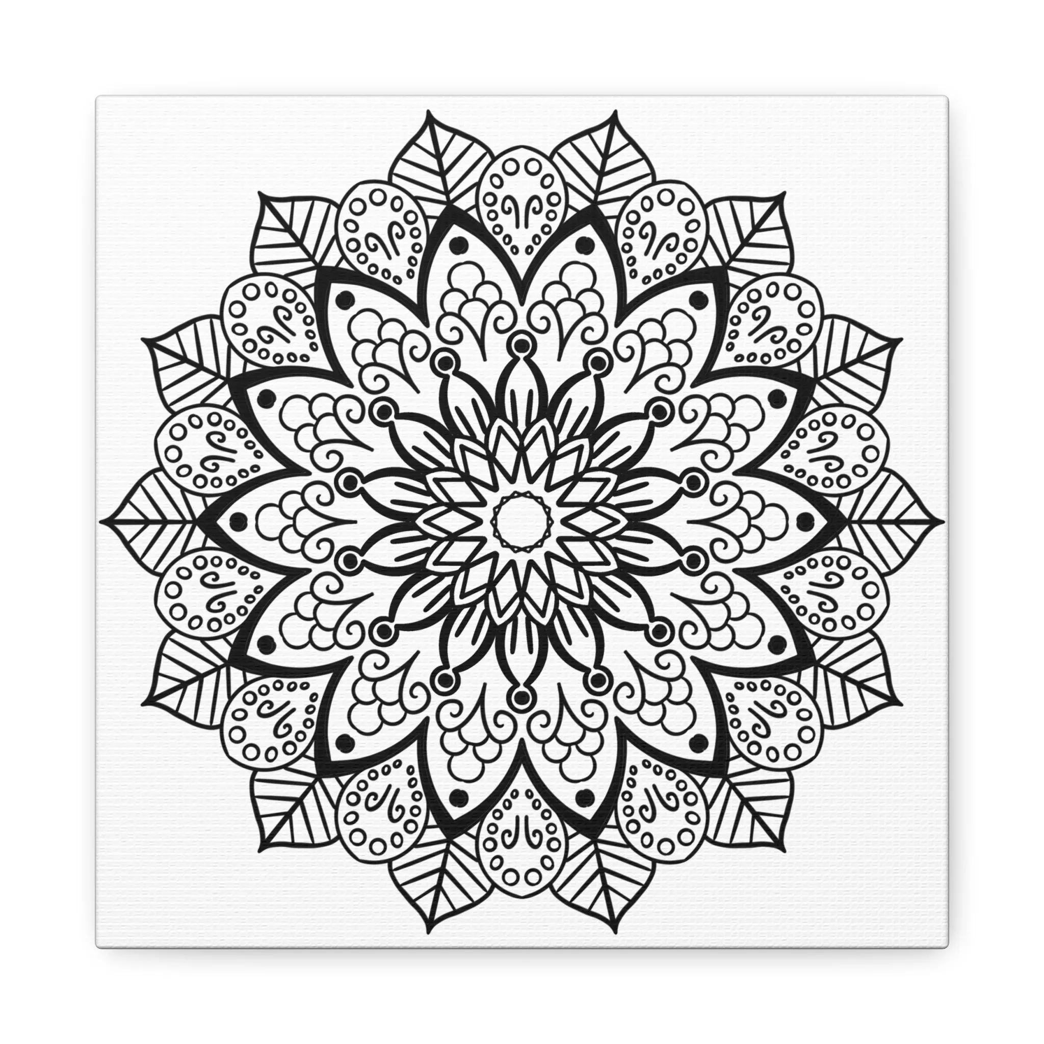 Handmade Mandala Art - Black & White - Matte Canvas, Stretched, 1.25