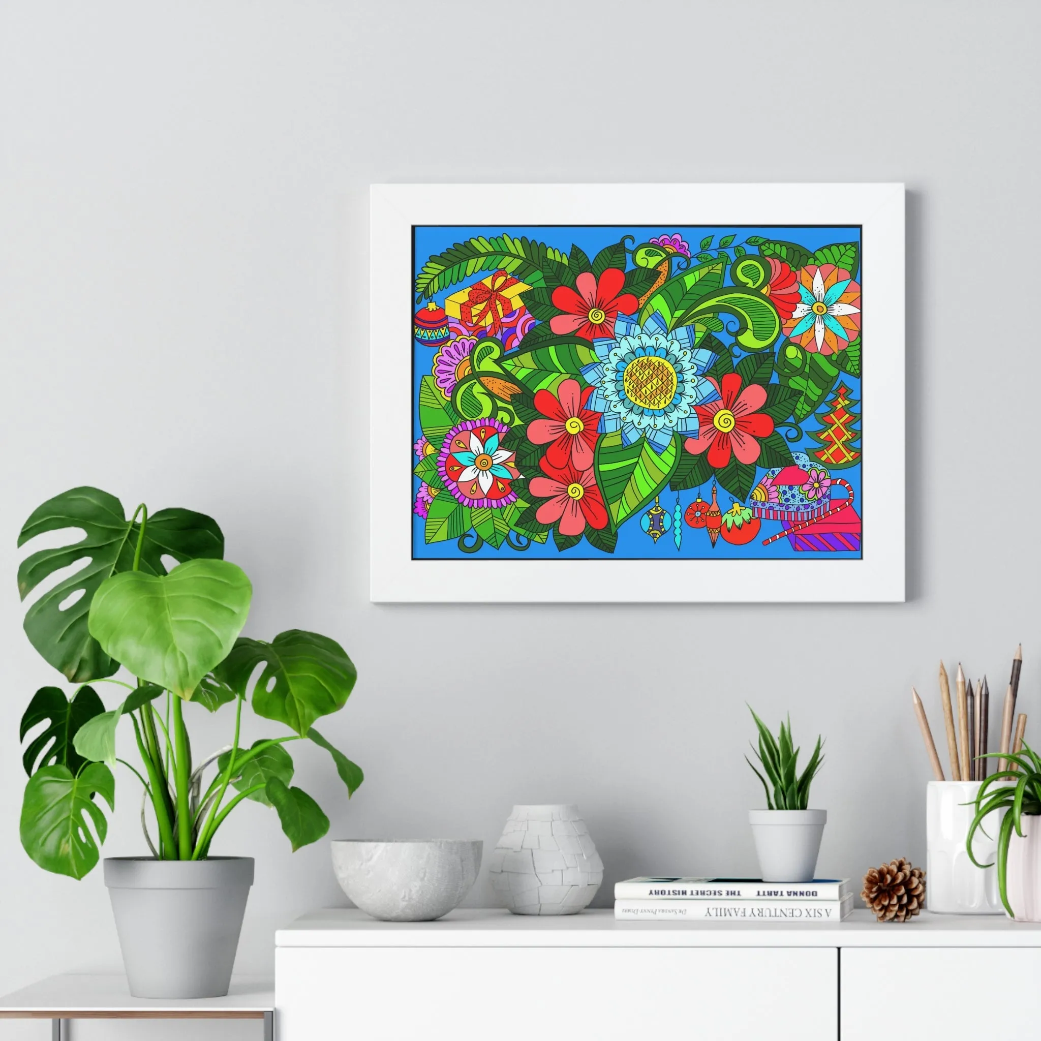 Handmade Mandala Design Horizontal Poster - Flower Doodle