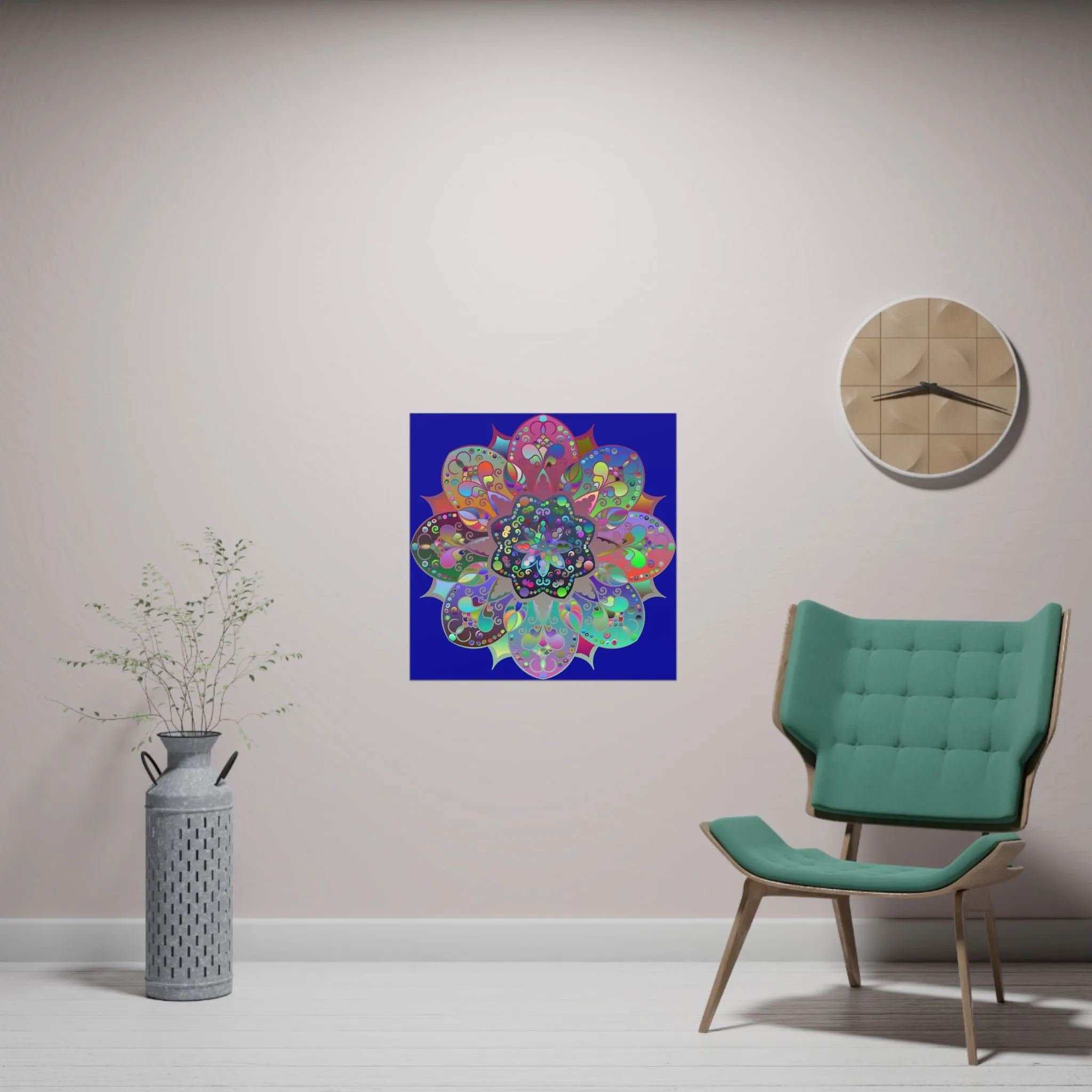 Handmade Mandala Design Matte Poster - Dark Blue