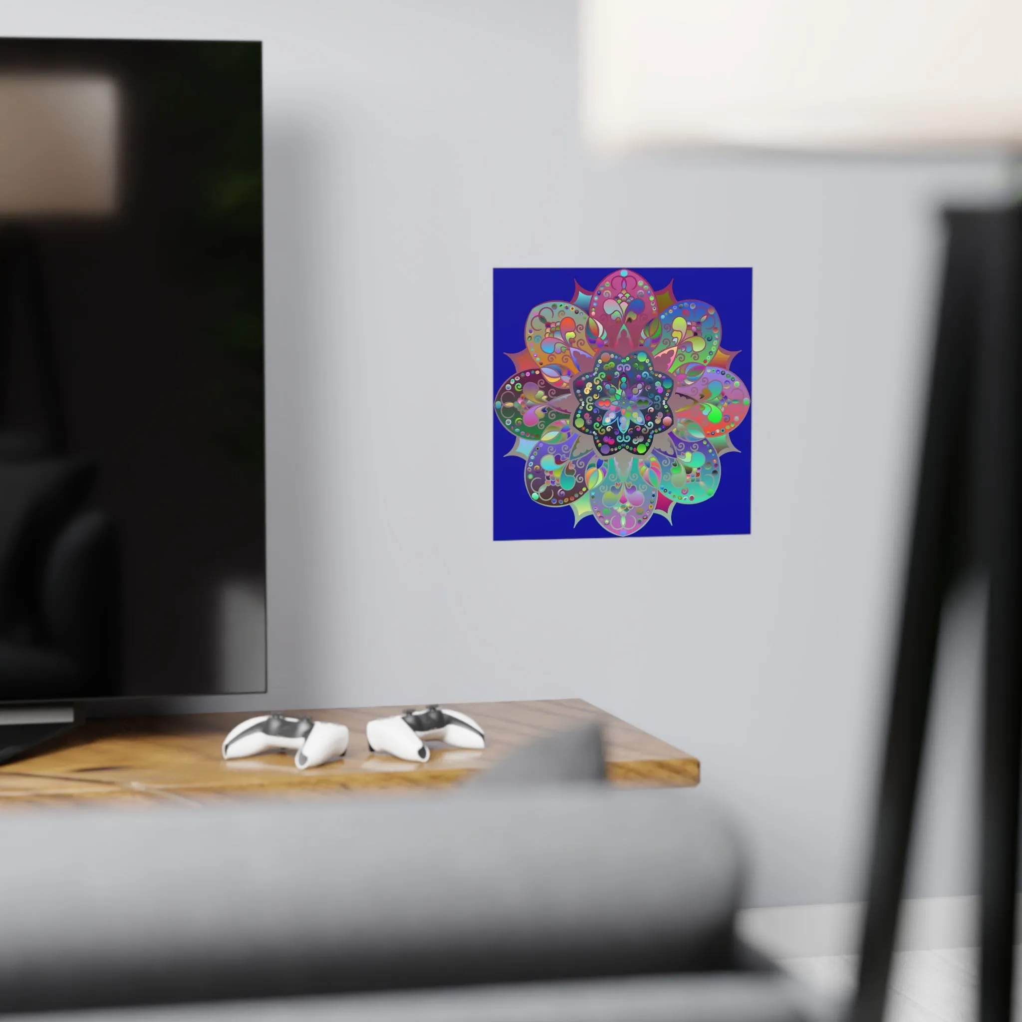 Handmade Mandala Design Matte Poster - Dark Blue