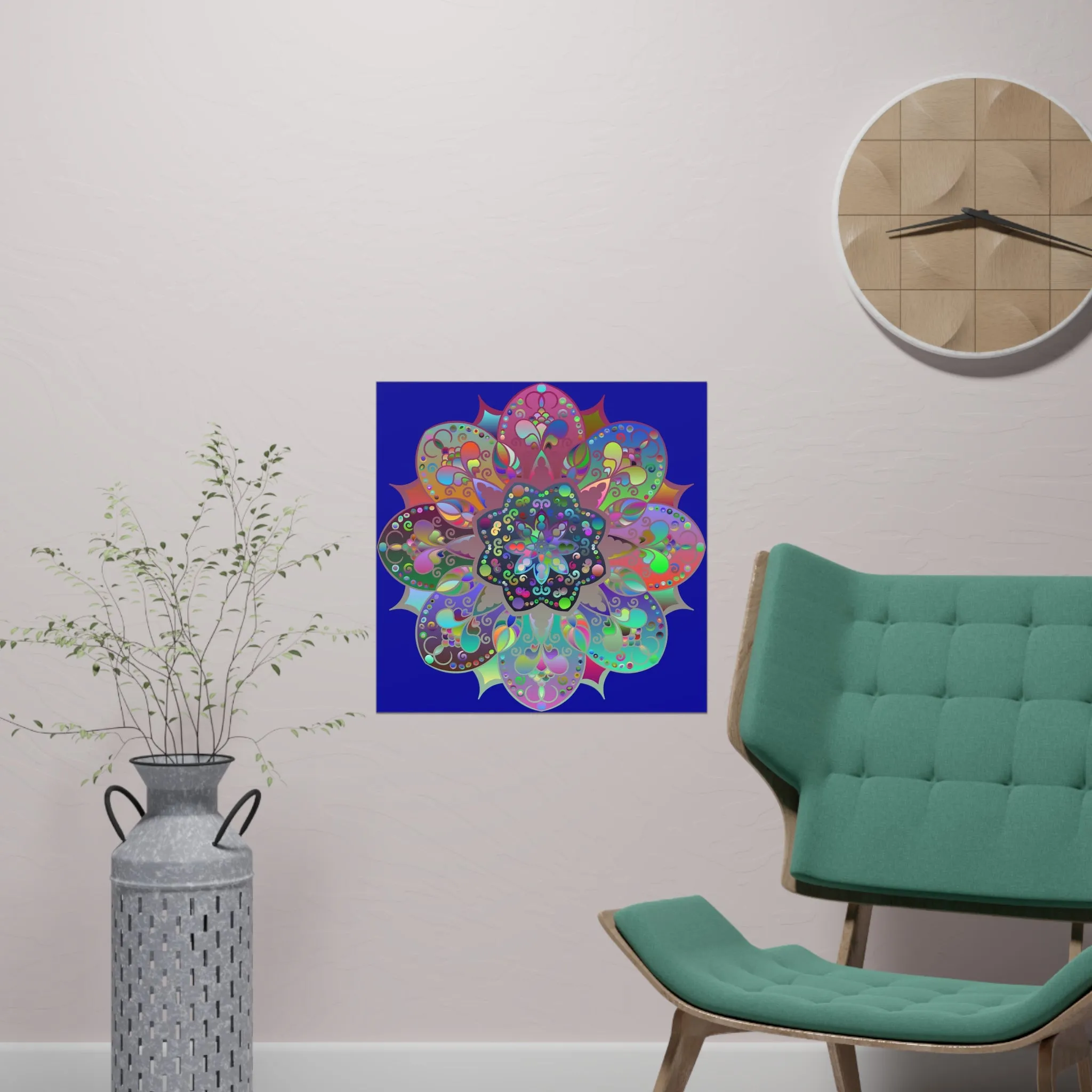 Handmade Mandala Design Matte Poster - Dark Blue