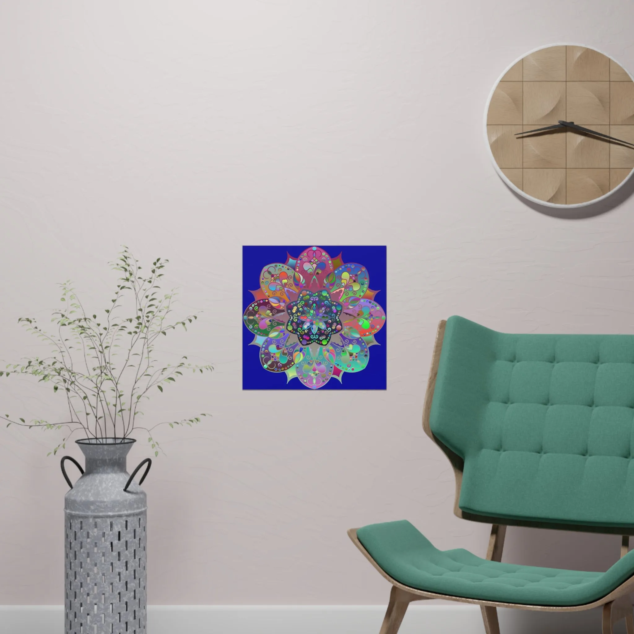 Handmade Mandala Design Matte Poster - Dark Blue