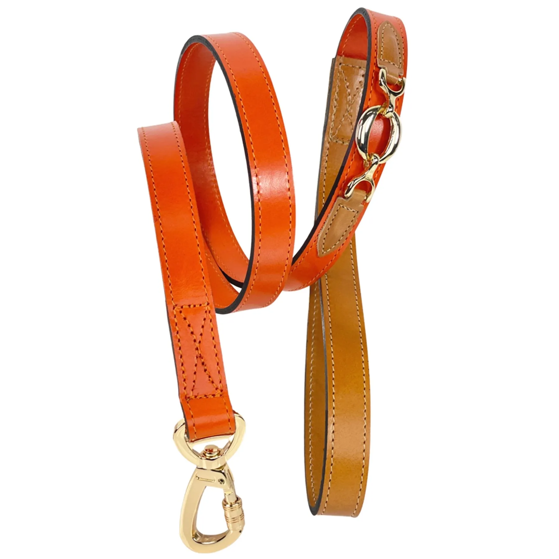 Hartman Dog Leash in Tangerine, Tan & Gold