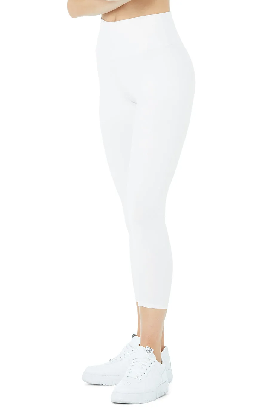 High-Waist Airbrush Capri - White