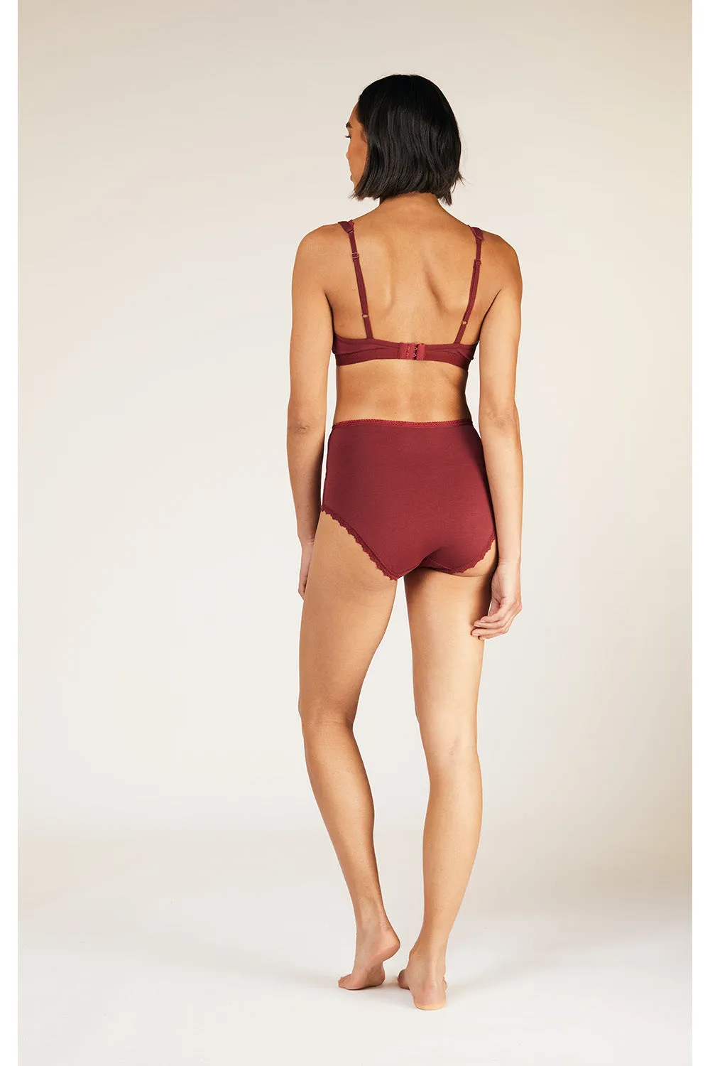 High Waist Brief in Burgundy