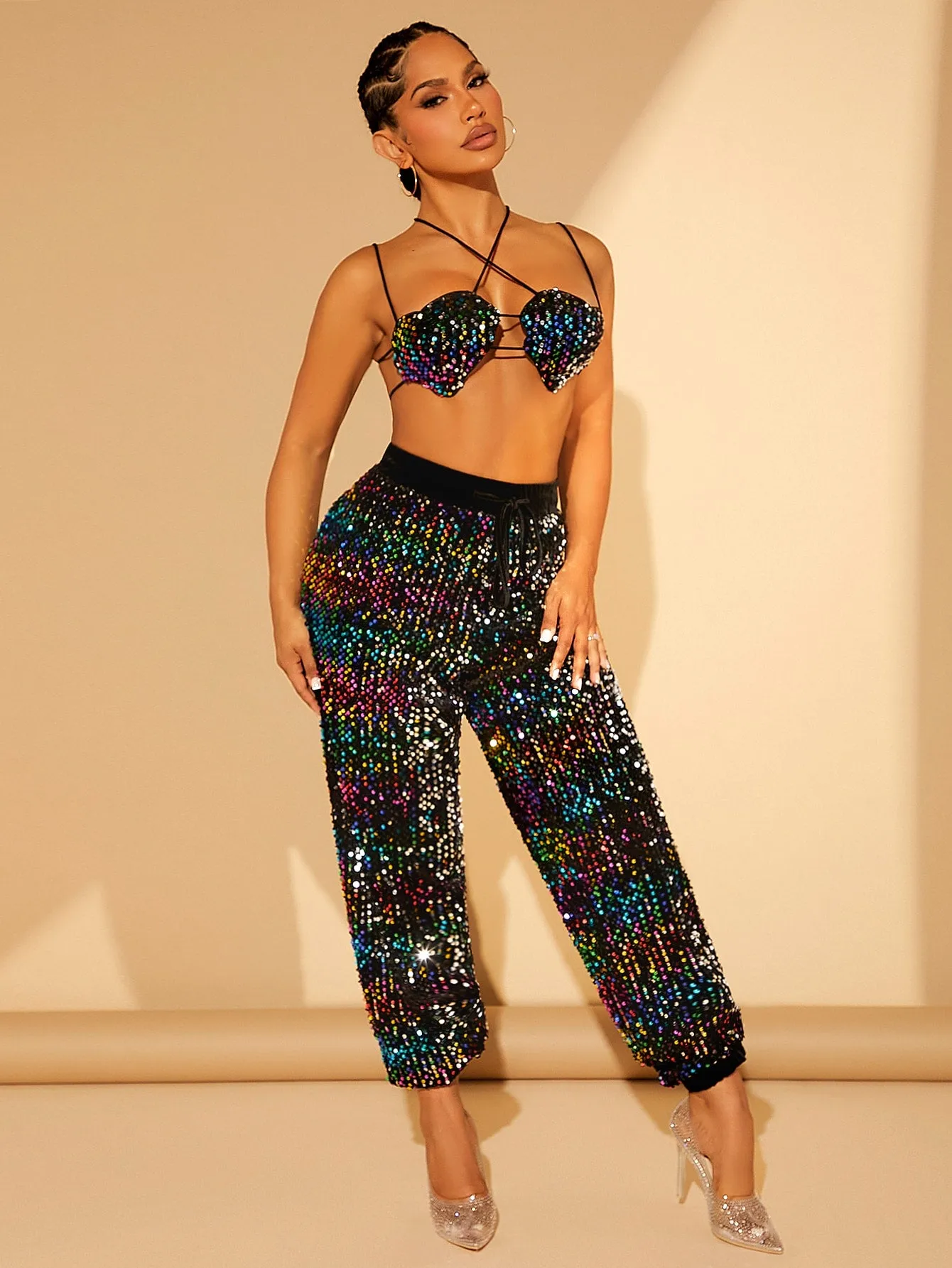 High Waist Sequin Sweatpants