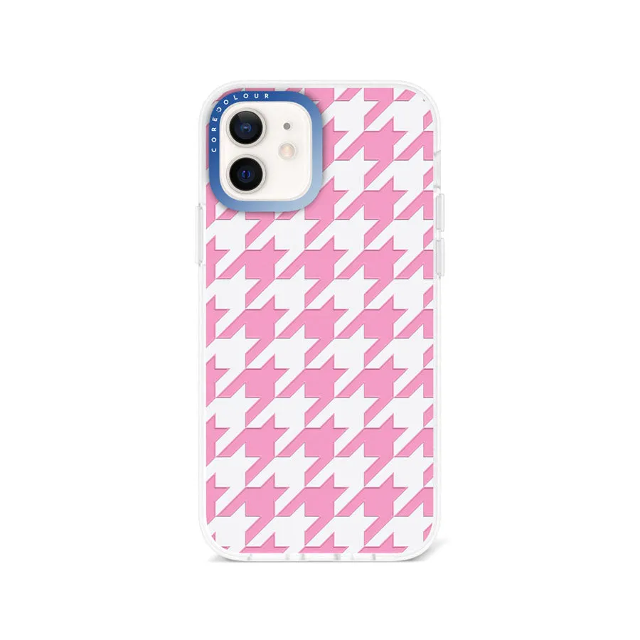 iPhone 12 Pink Houndstooth Phone Case Magsafe Compatible