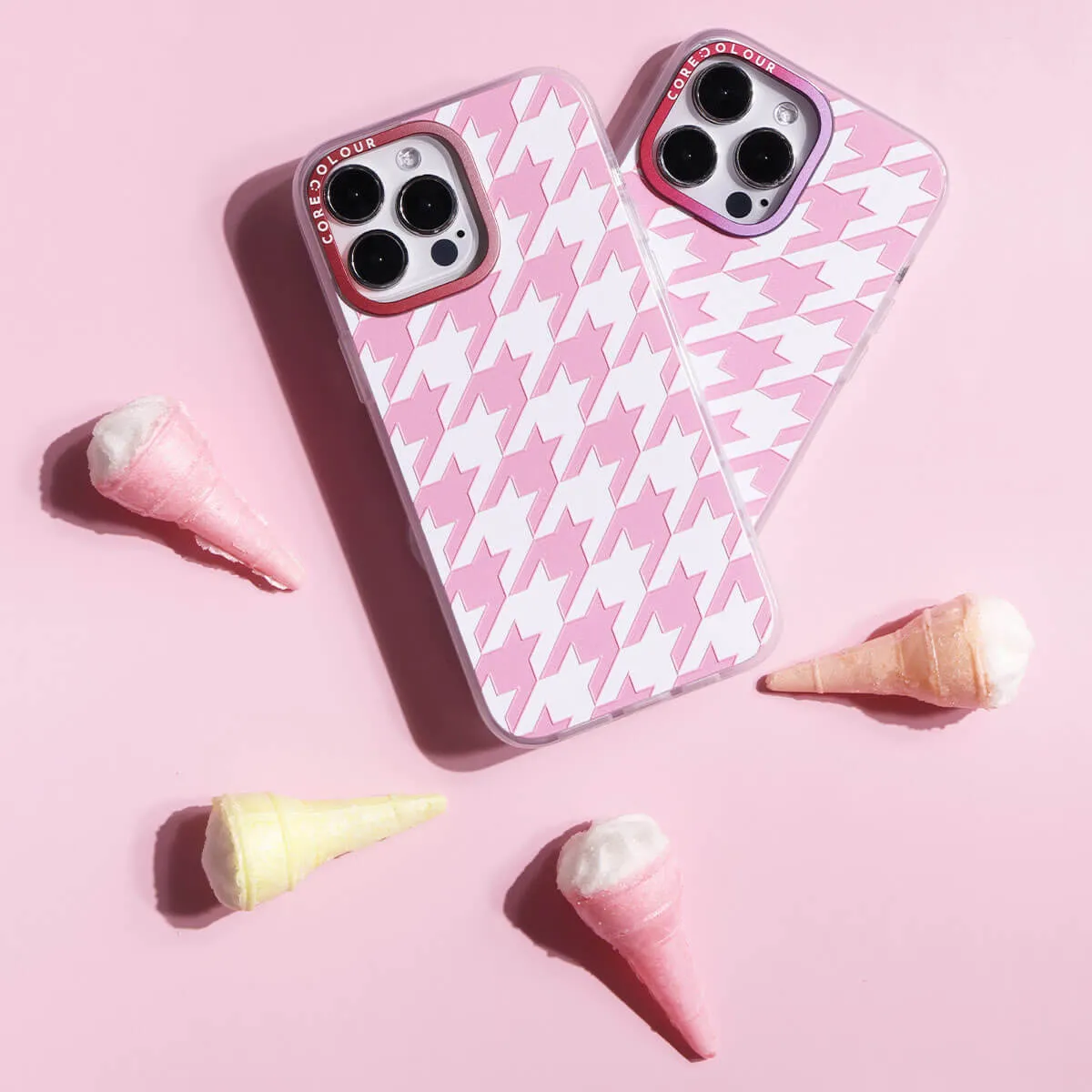 iPhone 12 Pink Houndstooth Phone Case Magsafe Compatible