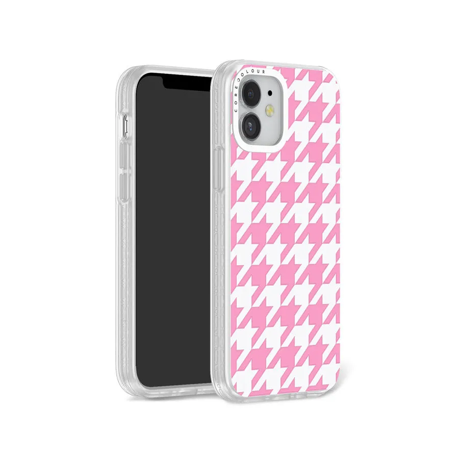 iPhone 12 Pink Houndstooth Phone Case Magsafe Compatible