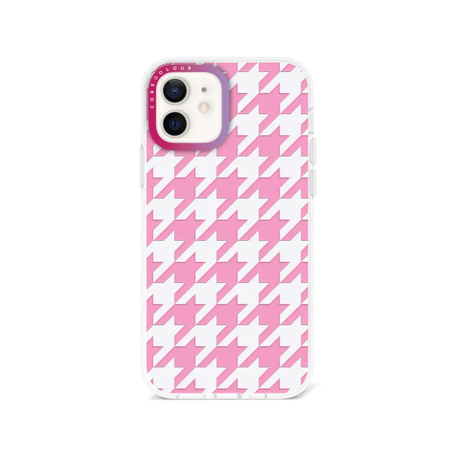 iPhone 12 Pink Houndstooth Phone Case Magsafe Compatible