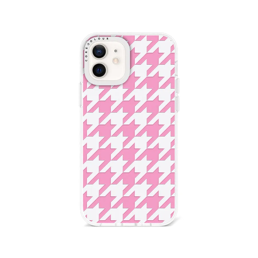 iPhone 12 Pink Houndstooth Phone Case Magsafe Compatible