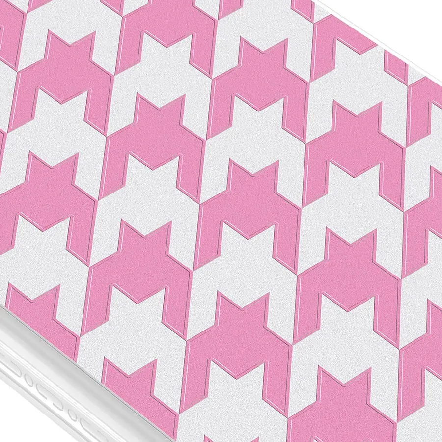 iPhone 12 Pink Houndstooth Phone Case Magsafe Compatible