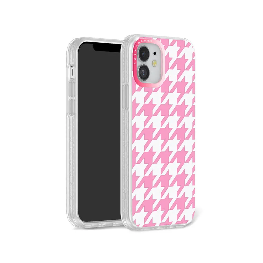 iPhone 12 Pink Houndstooth Phone Case Magsafe Compatible