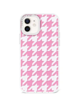 iPhone 12 Pink Houndstooth Phone Case Magsafe Compatible