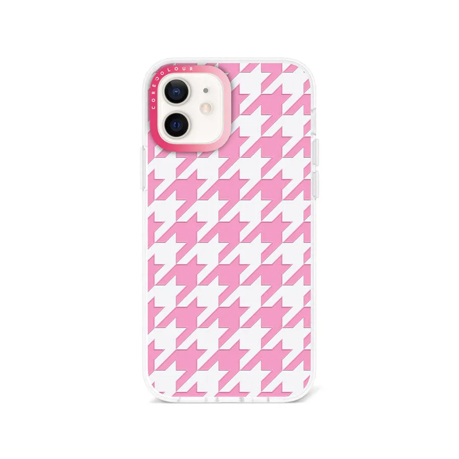 iPhone 12 Pink Houndstooth Phone Case Magsafe Compatible