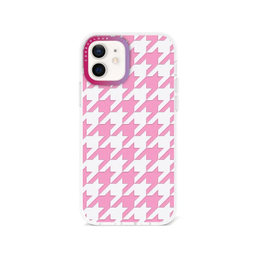 iPhone 12 Pink Houndstooth Phone Case