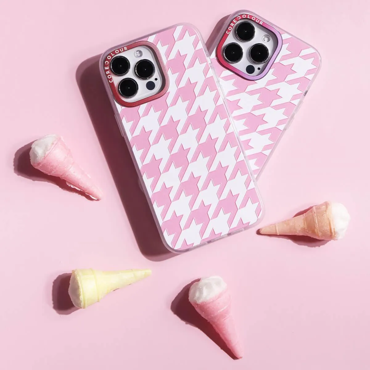 iPhone 12 Pink Houndstooth Phone Case