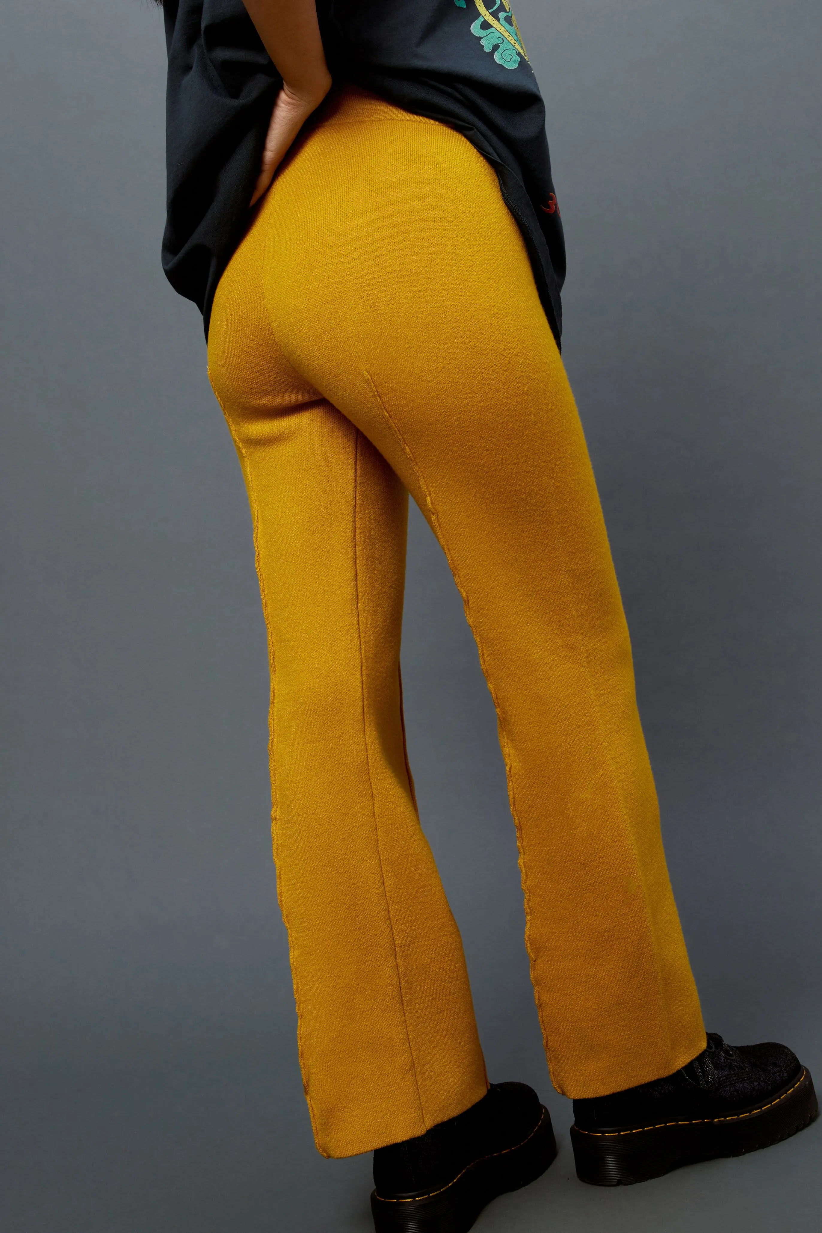 Knit Pintuck Pant in Gold