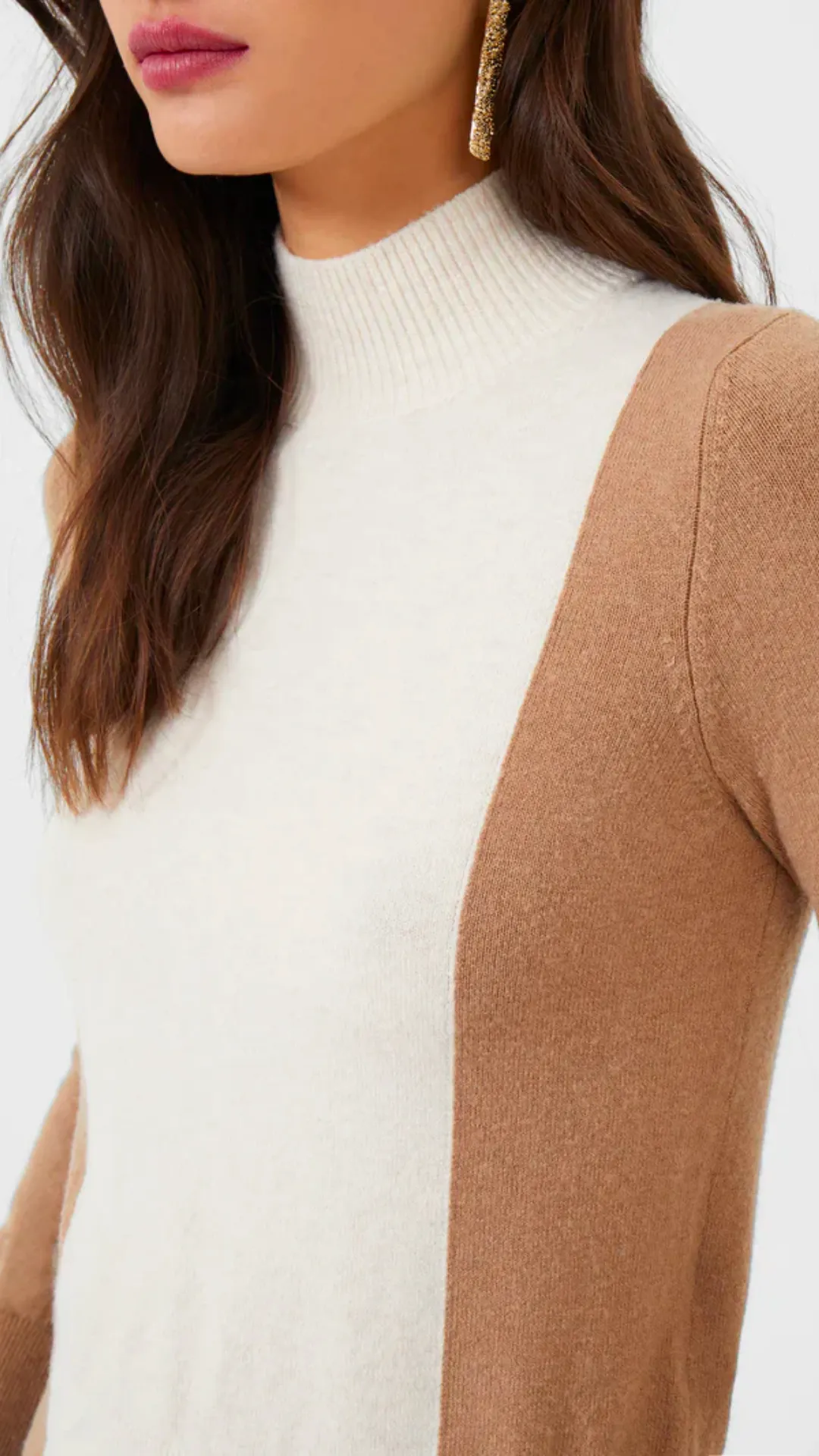 LIBBY VHARI COLOR BLOCK SWEATER - OATMEAL CAMEL