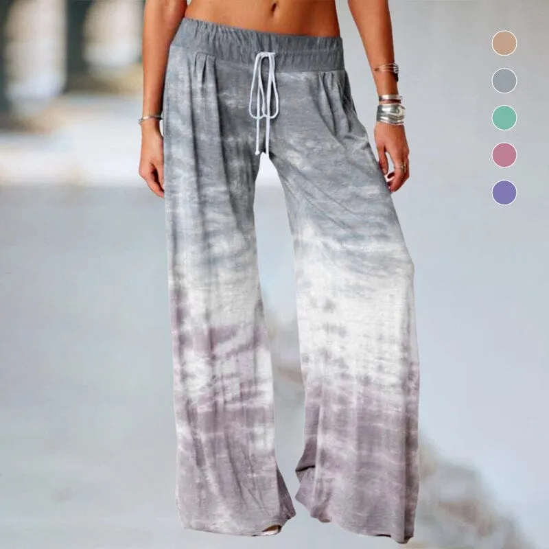 Loose Ombre Print Yoga Wide-Leg Jogger Pants