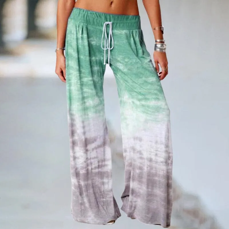 Loose Ombre Print Yoga Wide-Leg Jogger Pants