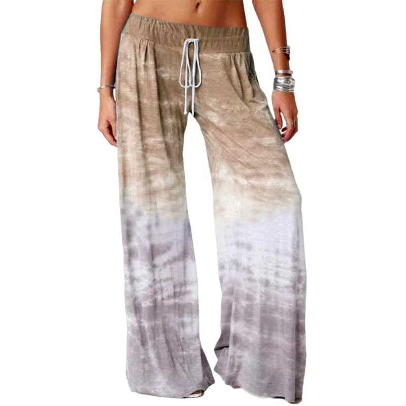 Loose Ombre Print Yoga Wide-Leg Jogger Pants