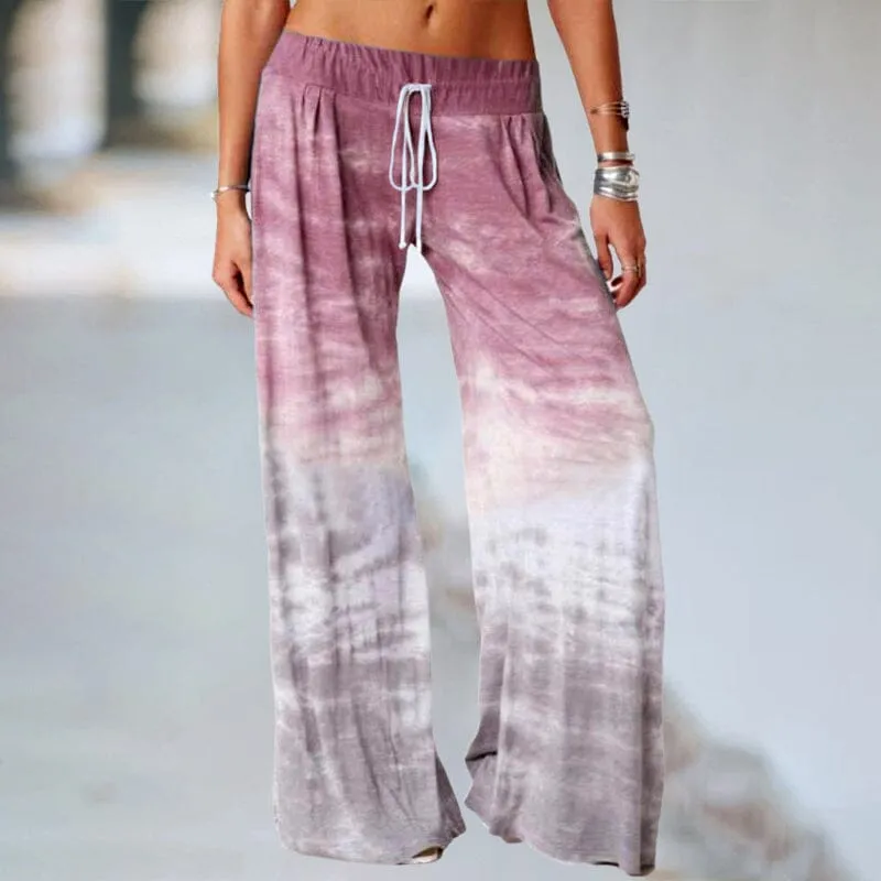 Loose Ombre Print Yoga Wide-Leg Jogger Pants