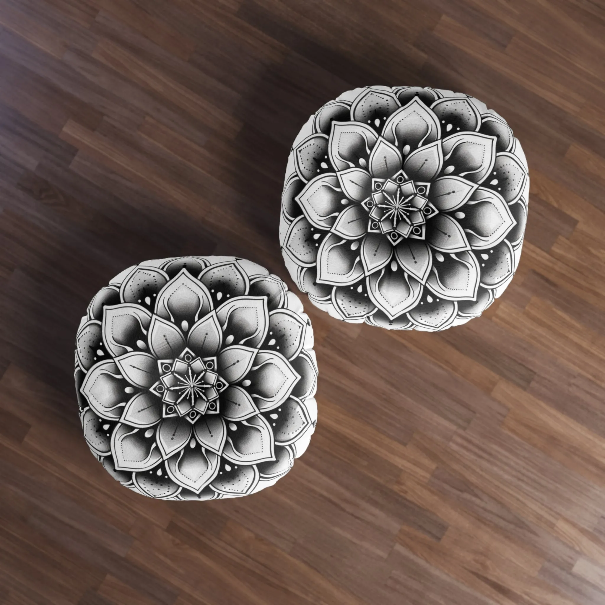 Mandala Art Floor Cushion - Tufted Round Pillow