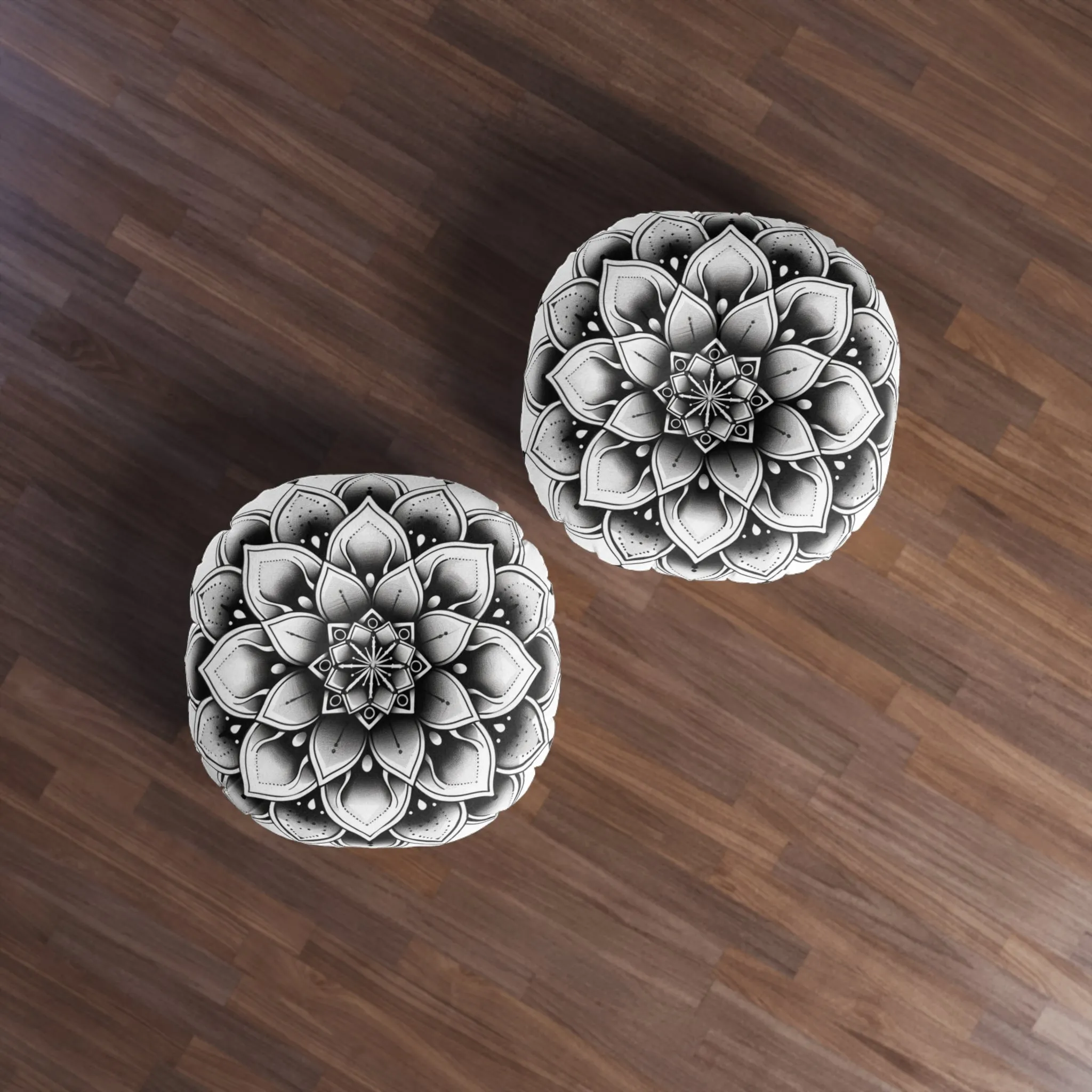 Mandala Art Floor Cushion - Tufted Round Pillow