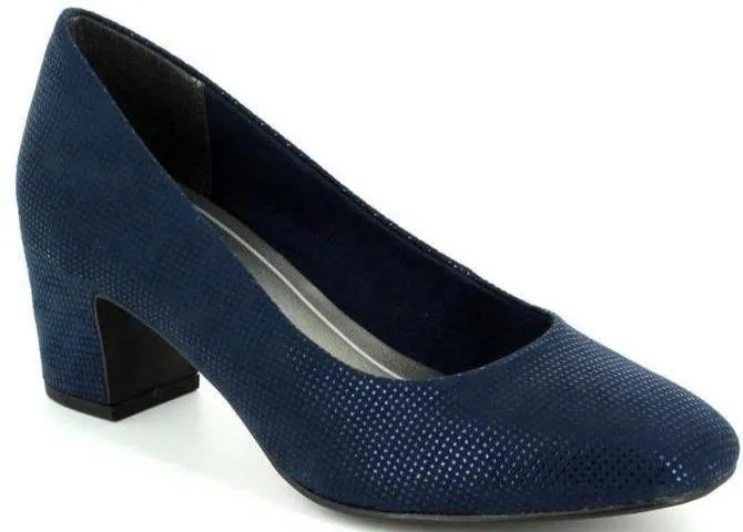 Marco Tozzi Ladies Navy Hi-Heel Court Shoe 2-22426-32