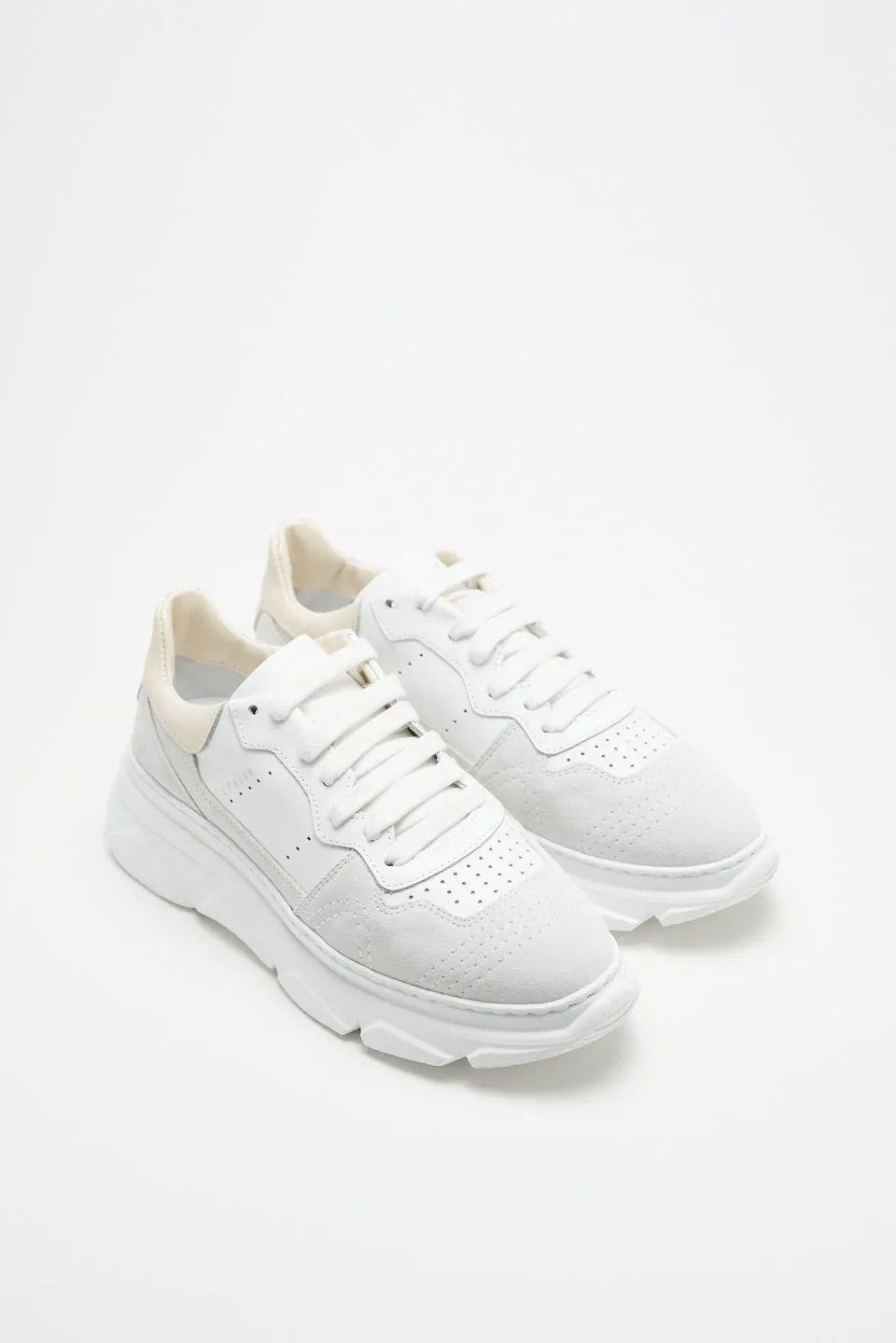 Material Mix White Butter Chunky Sneakers