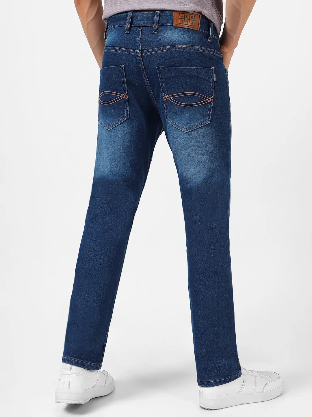 Men's Blue Washed Bootcut Jeans Stretchable