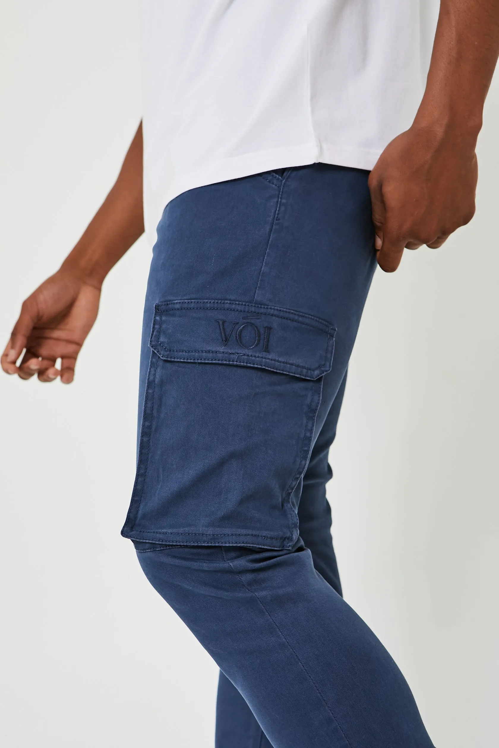 Milton Tapered Cargo Cotton Pants - Blue