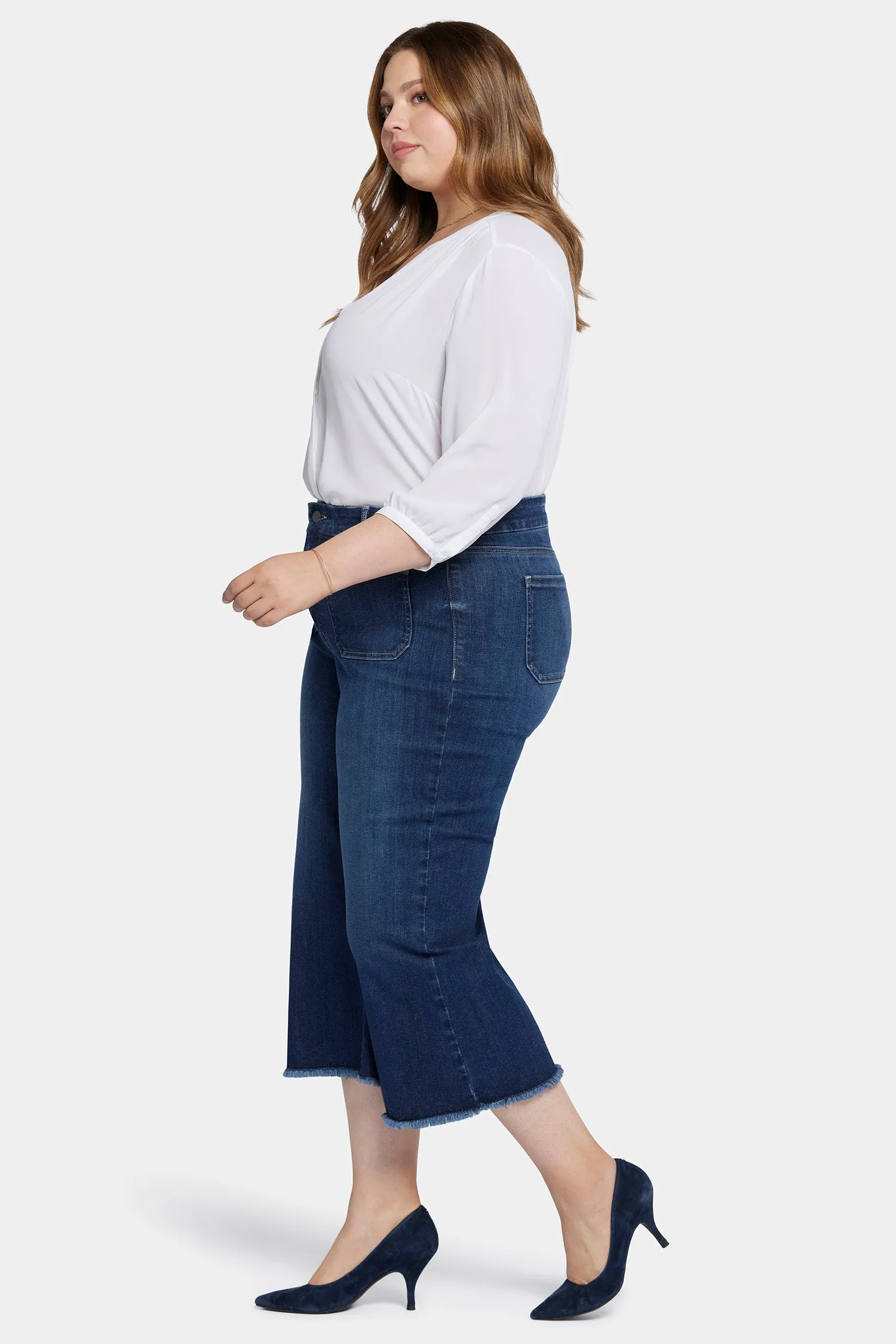 Patchie Wide Leg Capri Jeans In Petite Plus Size - Fanciful