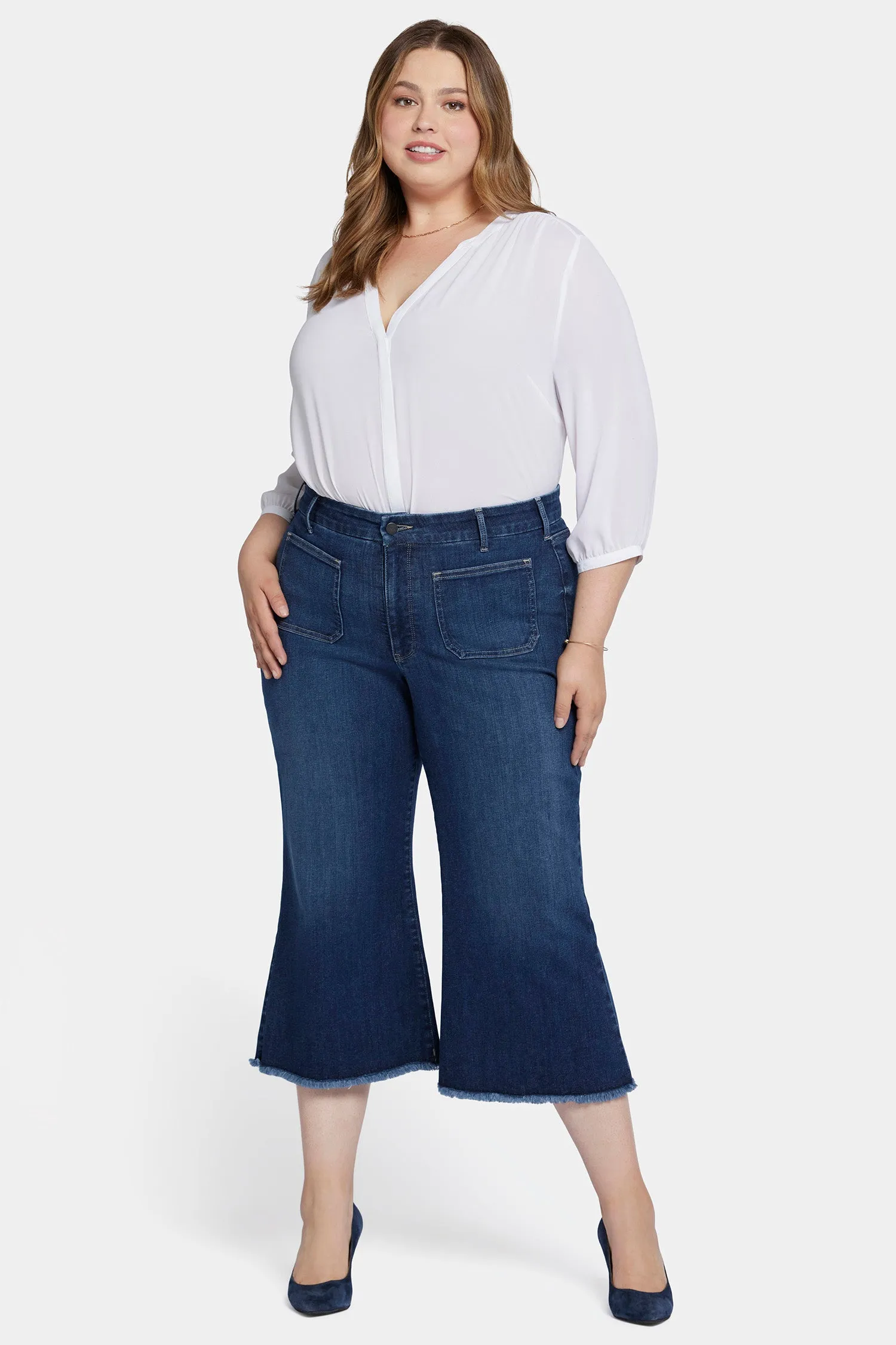 Patchie Wide Leg Capri Jeans In Petite Plus Size - Fanciful