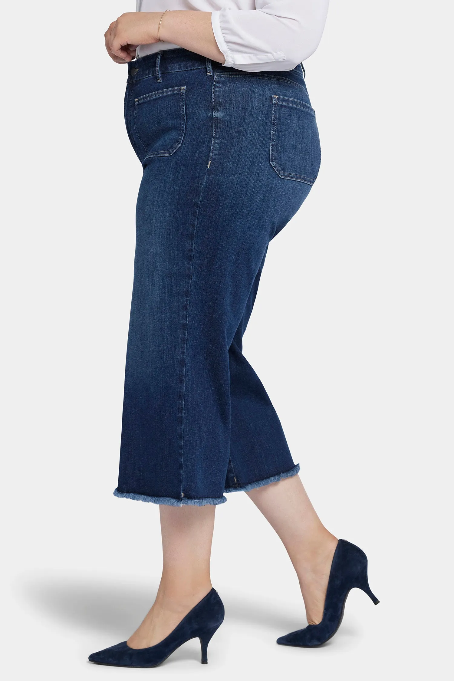 Patchie Wide Leg Capri Jeans In Petite Plus Size - Fanciful