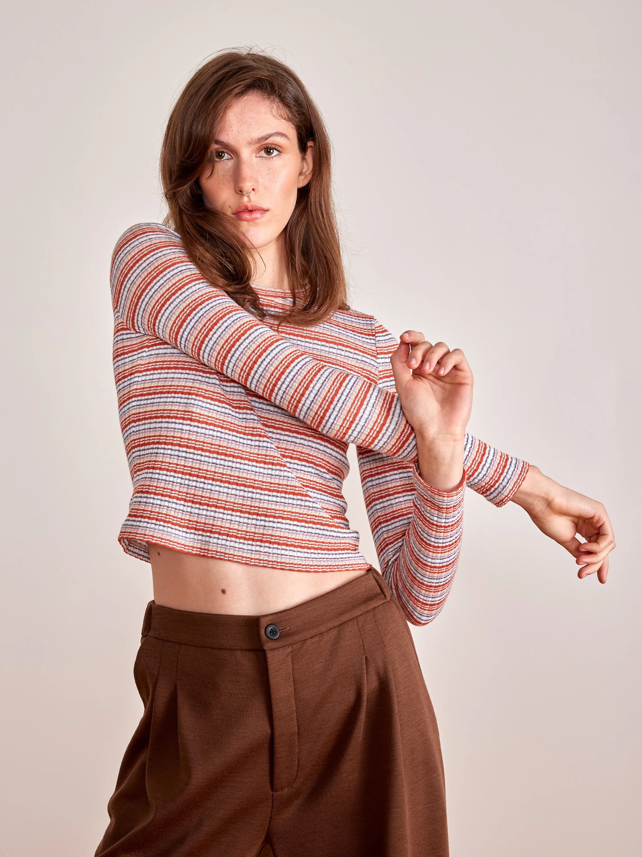 PISTA striped top rust multi