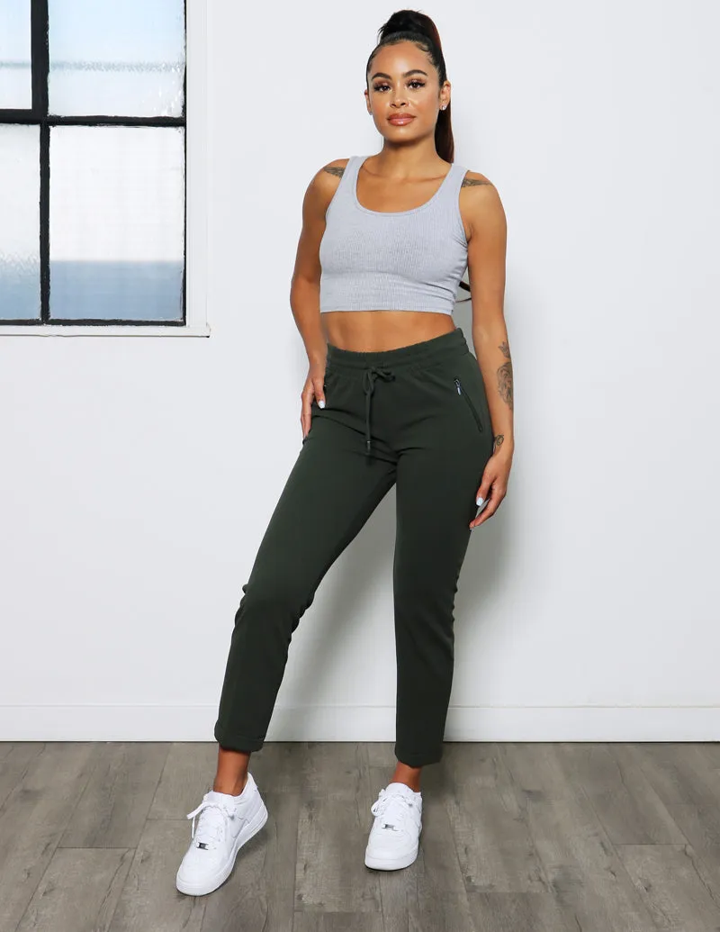 Pull On Drawstring Cropped Trouser