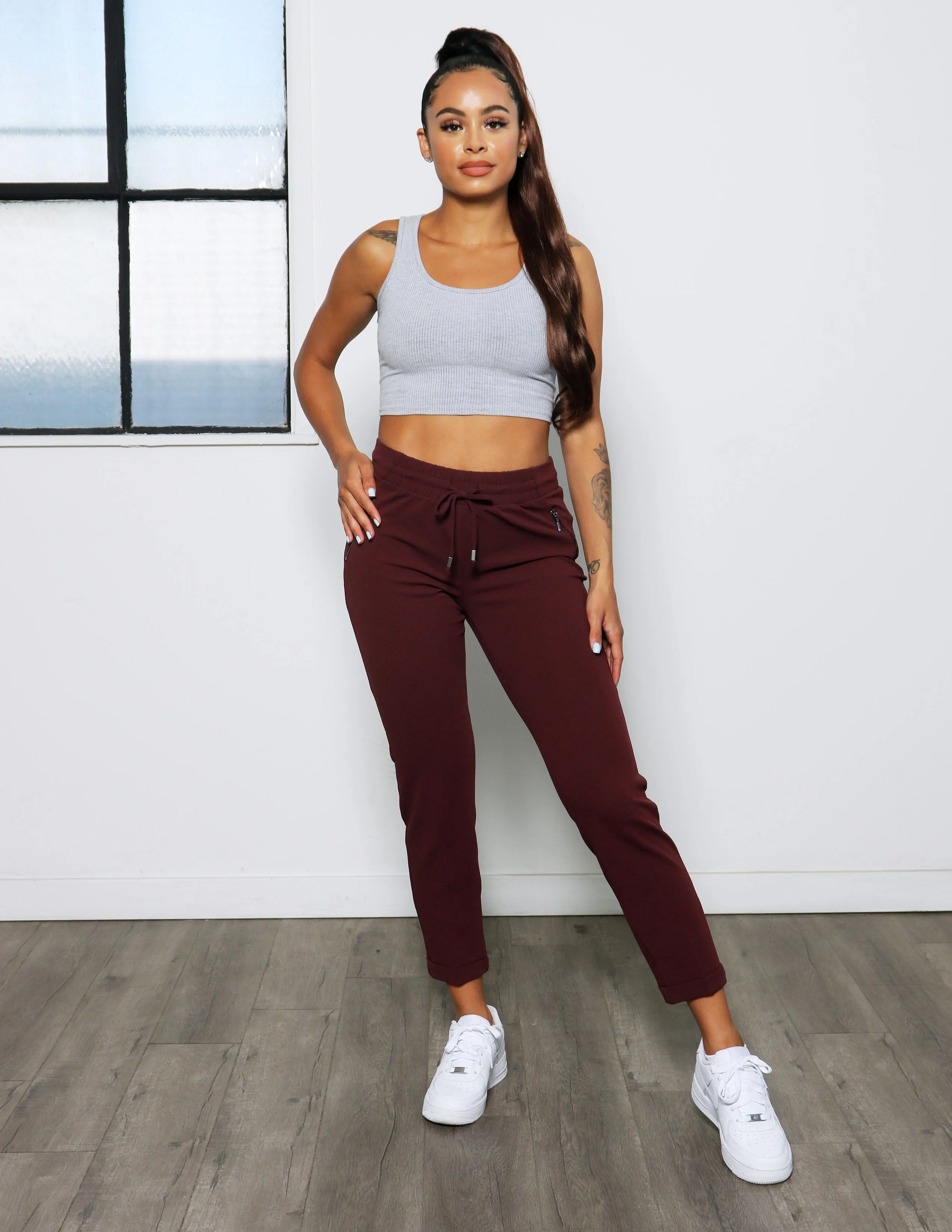 Pull On Drawstring Cropped Trouser