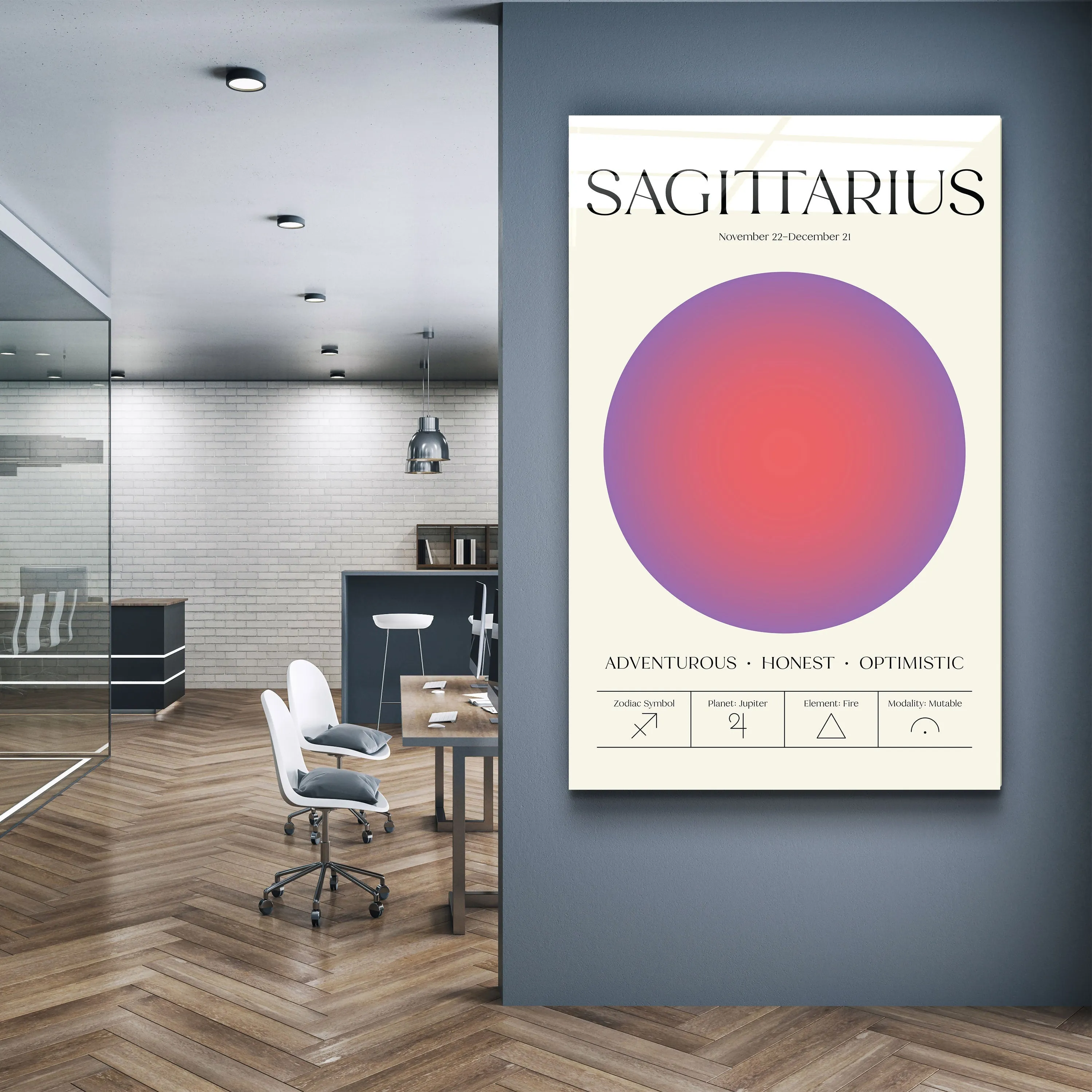 ."Sagittarius - Aura Collection". Zodiac Glass Wall Art