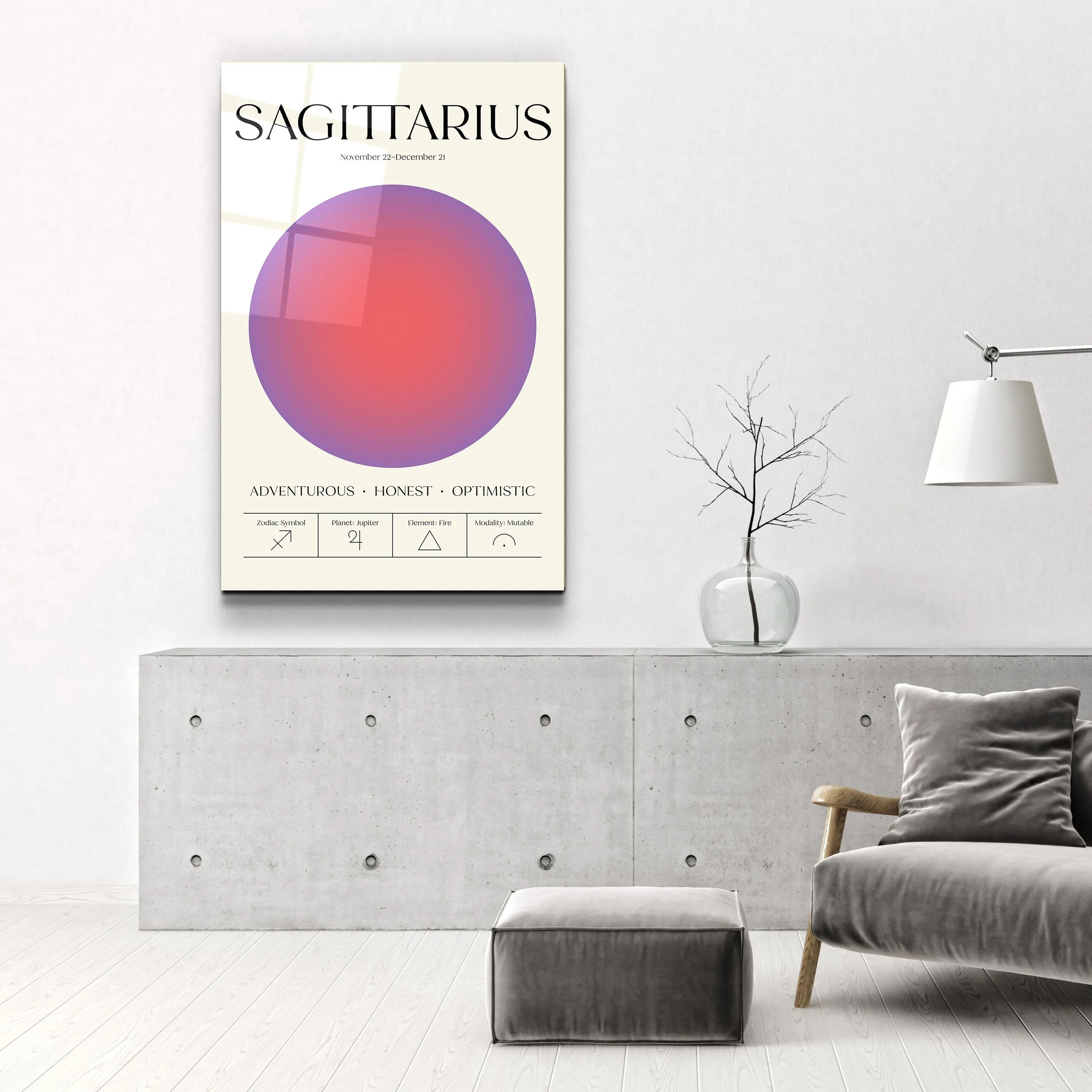 ."Sagittarius - Aura Collection". Zodiac Glass Wall Art