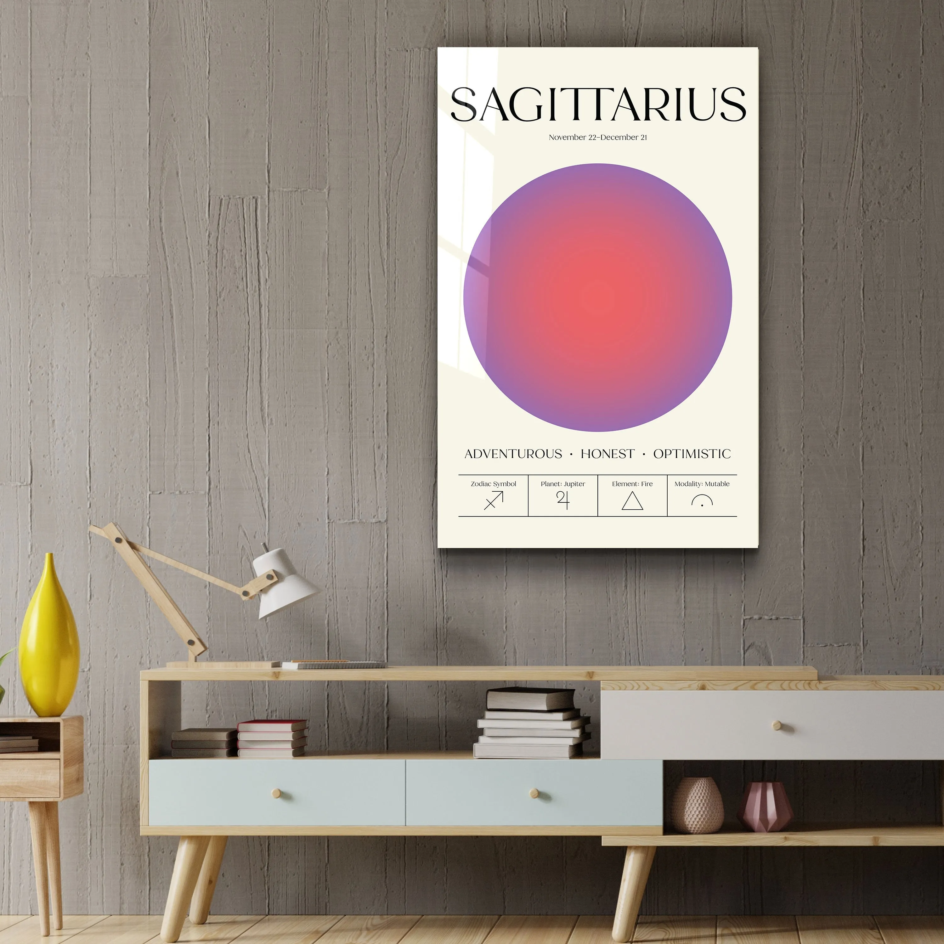 ."Sagittarius - Aura Collection". Zodiac Glass Wall Art