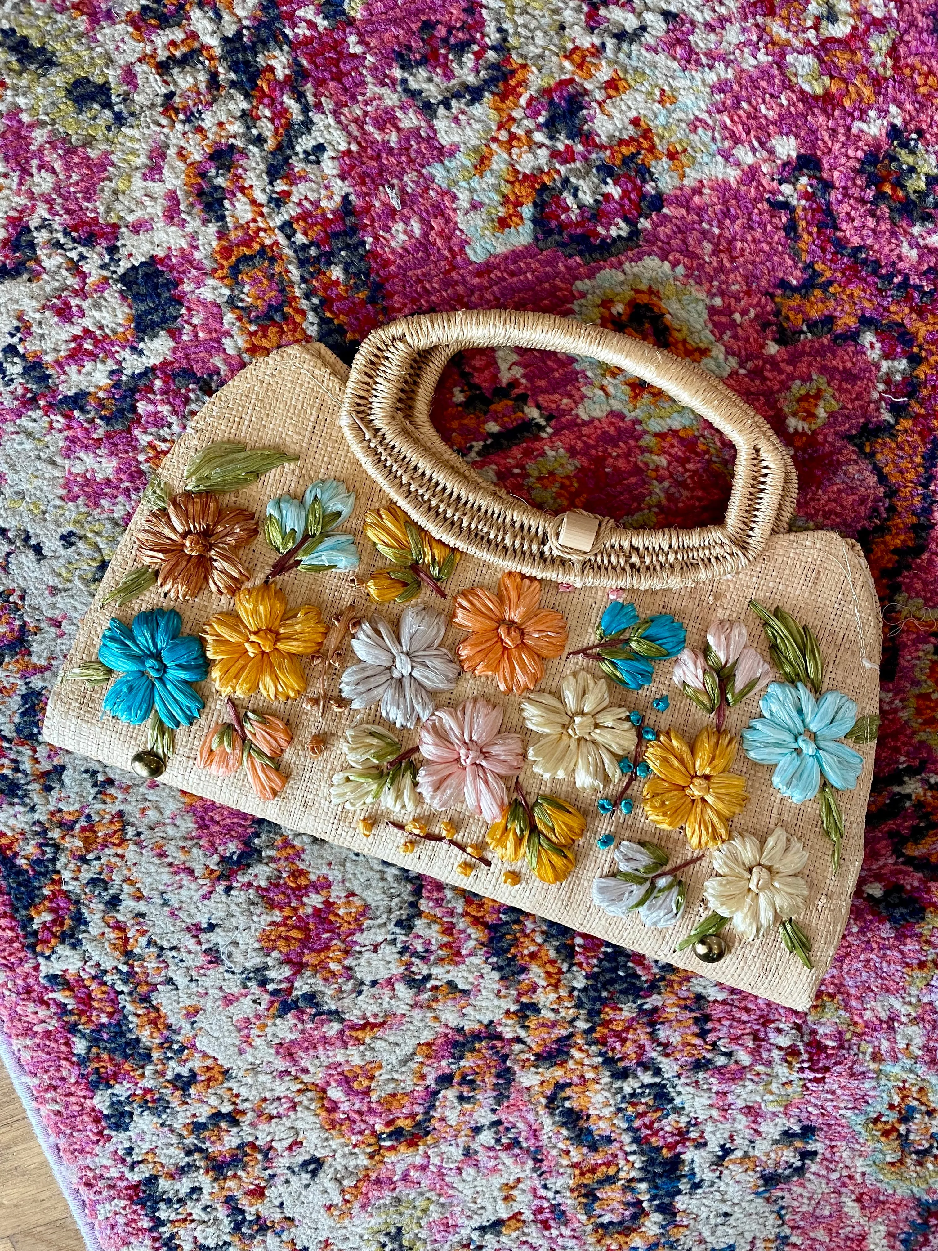 Raffia Floral Bag